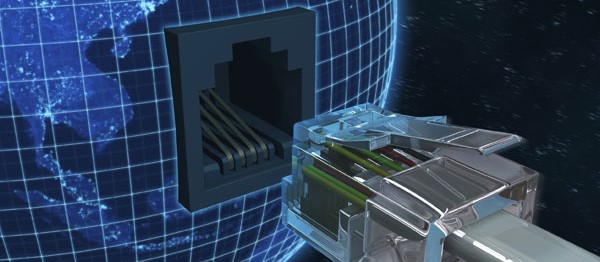 Ethernet cable pointed at a digitized planet earth. Ethernet cable pointed at a digitized planet earth.